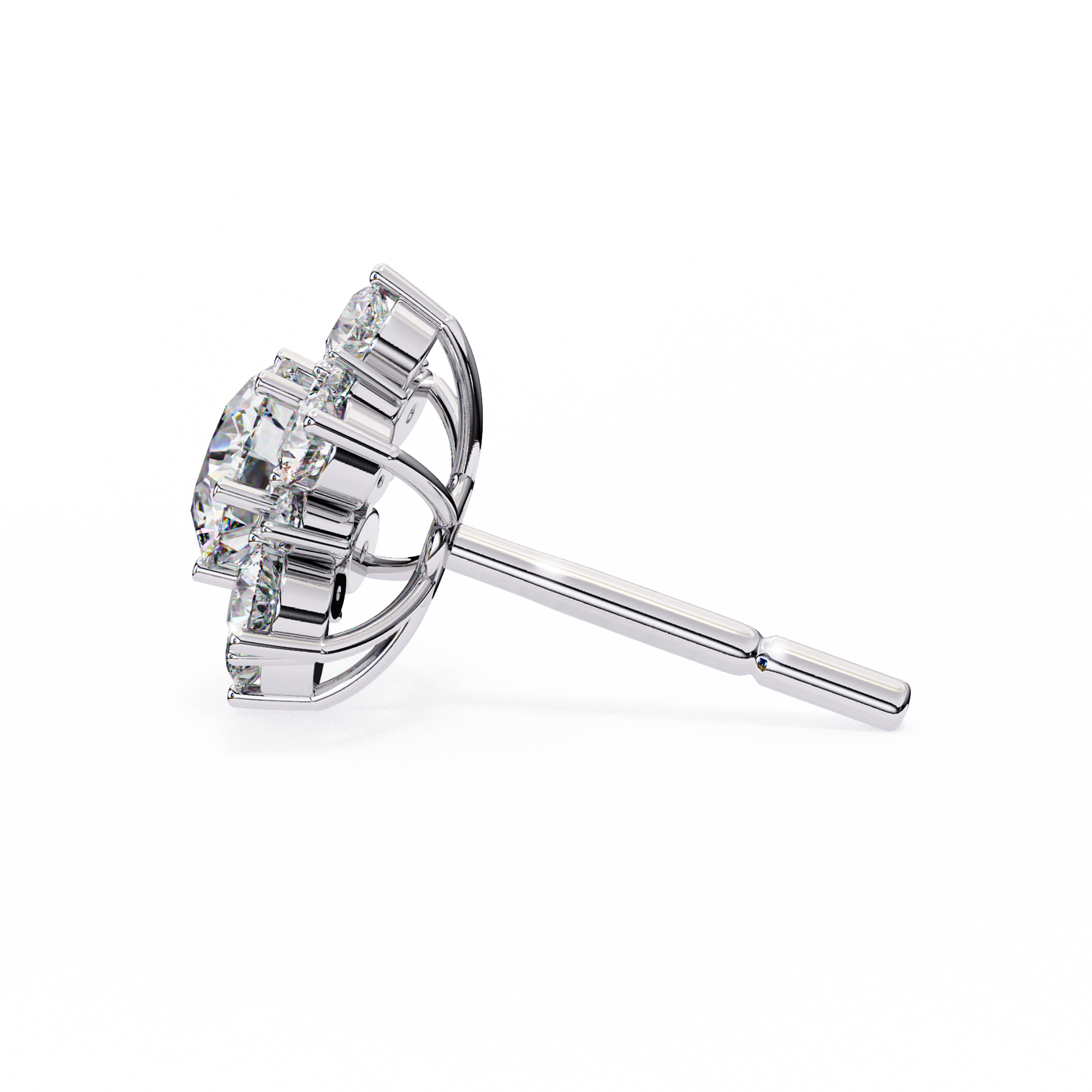 Floral Diamond Halo Stud Earrings