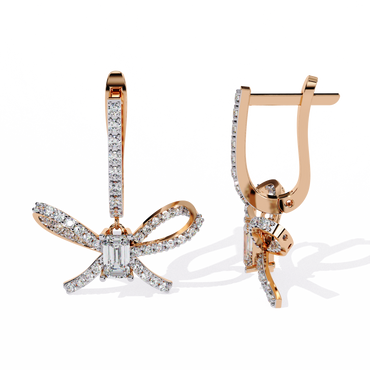 Emerald-Cut Bow Drop Earrings