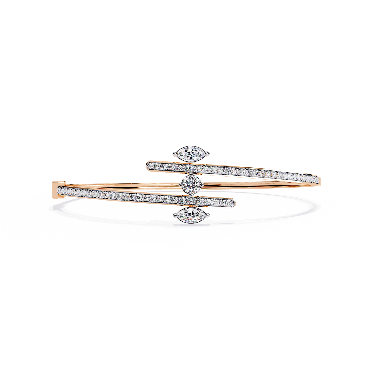 Sparkling Marquise & Round Diamond Bypass Bangle