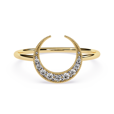 Celestial Radiance: Crescent Moon Diamond Open Ring