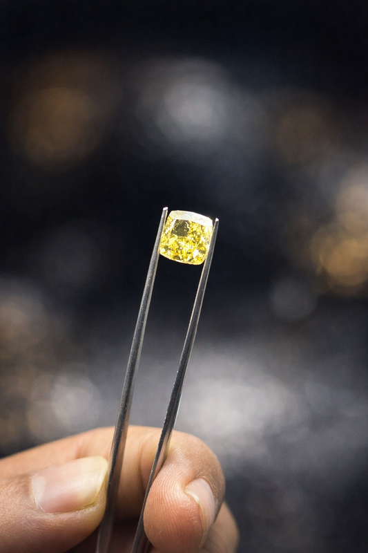 Fancy Yellow Cushion Cut Diamond