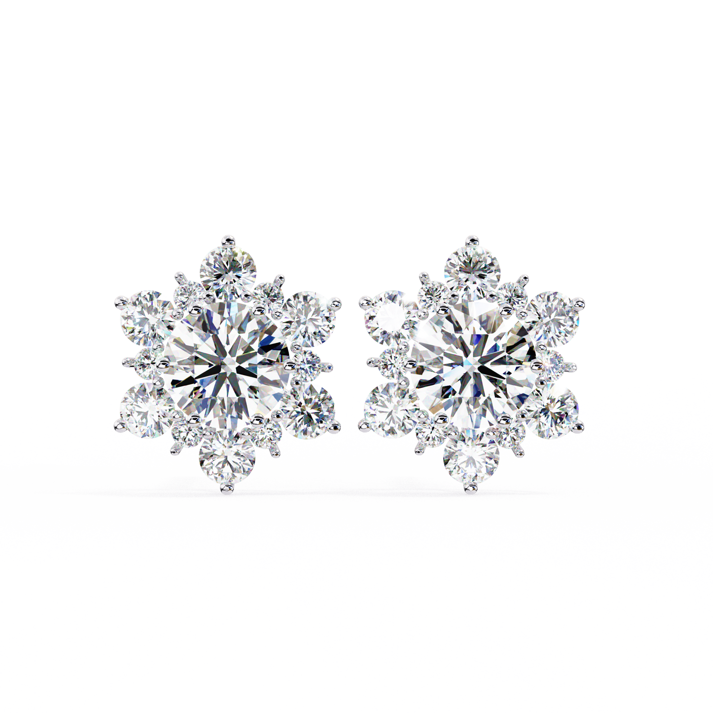Floral Diamond Halo Stud Earrings