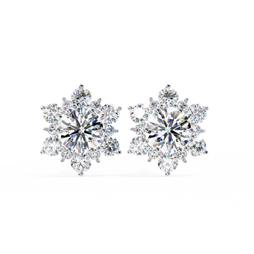 Floral Diamond Halo Stud Earrings
