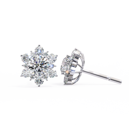 Floral Diamond Halo Stud Earrings