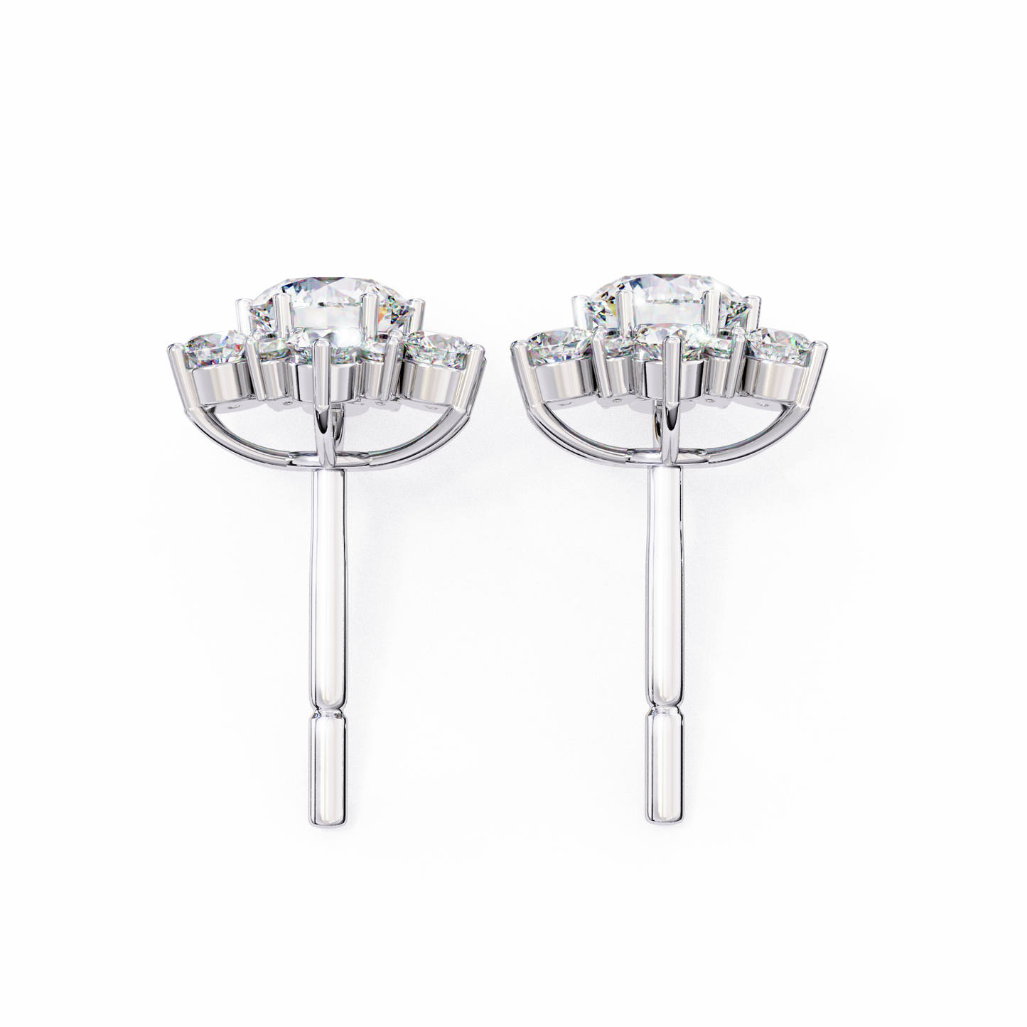 Floral Diamond Halo Stud Earrings