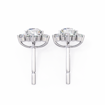 Floral Diamond Halo Stud Earrings
