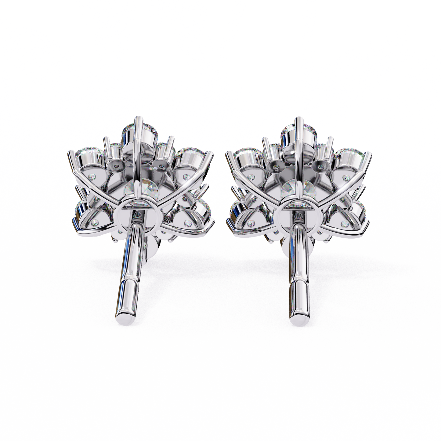 Floral Diamond Halo Stud Earrings