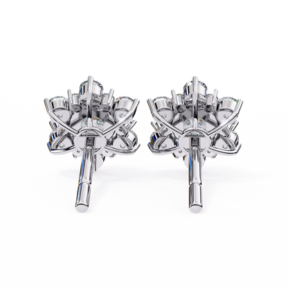 Floral Diamond Halo Stud Earrings