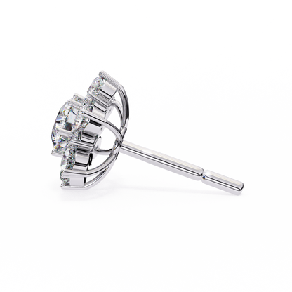 Floral Diamond Halo Stud Earrings