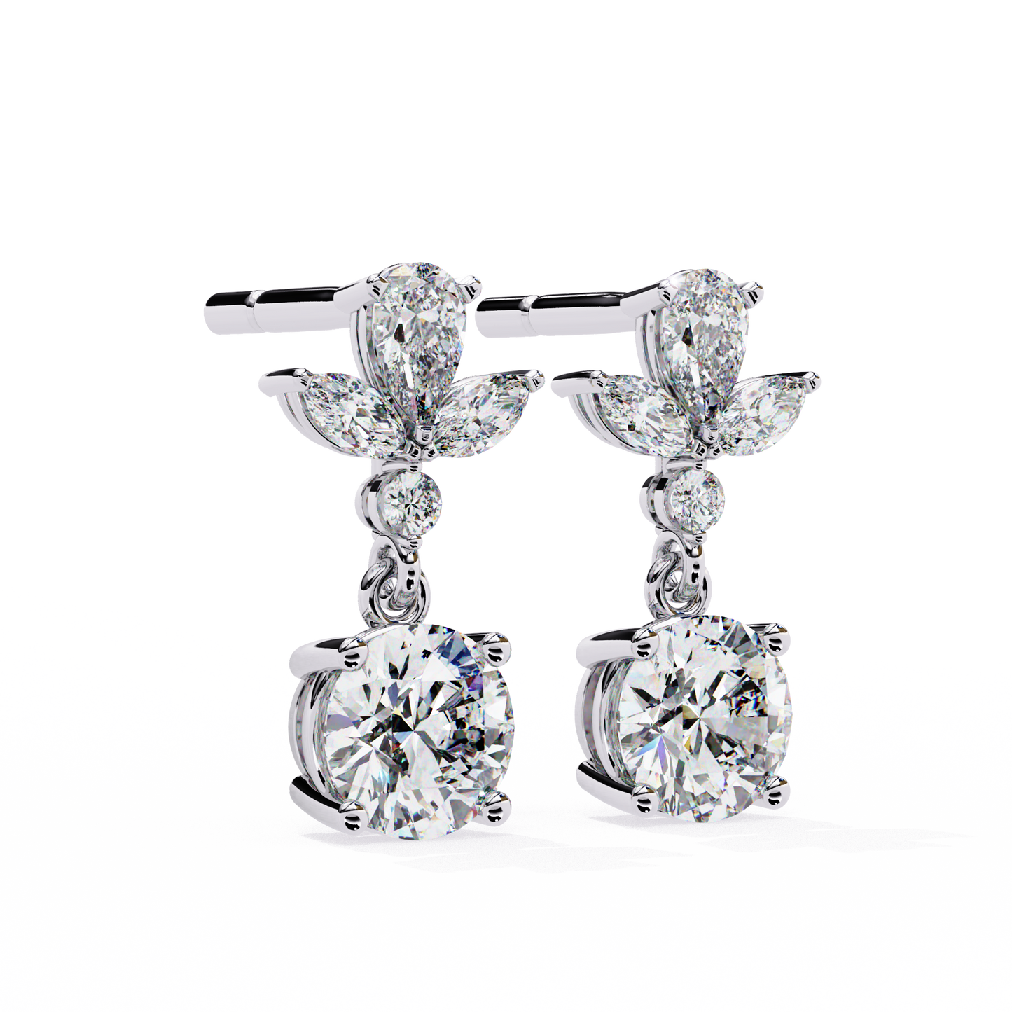 Round Brilliant Drop Earrings