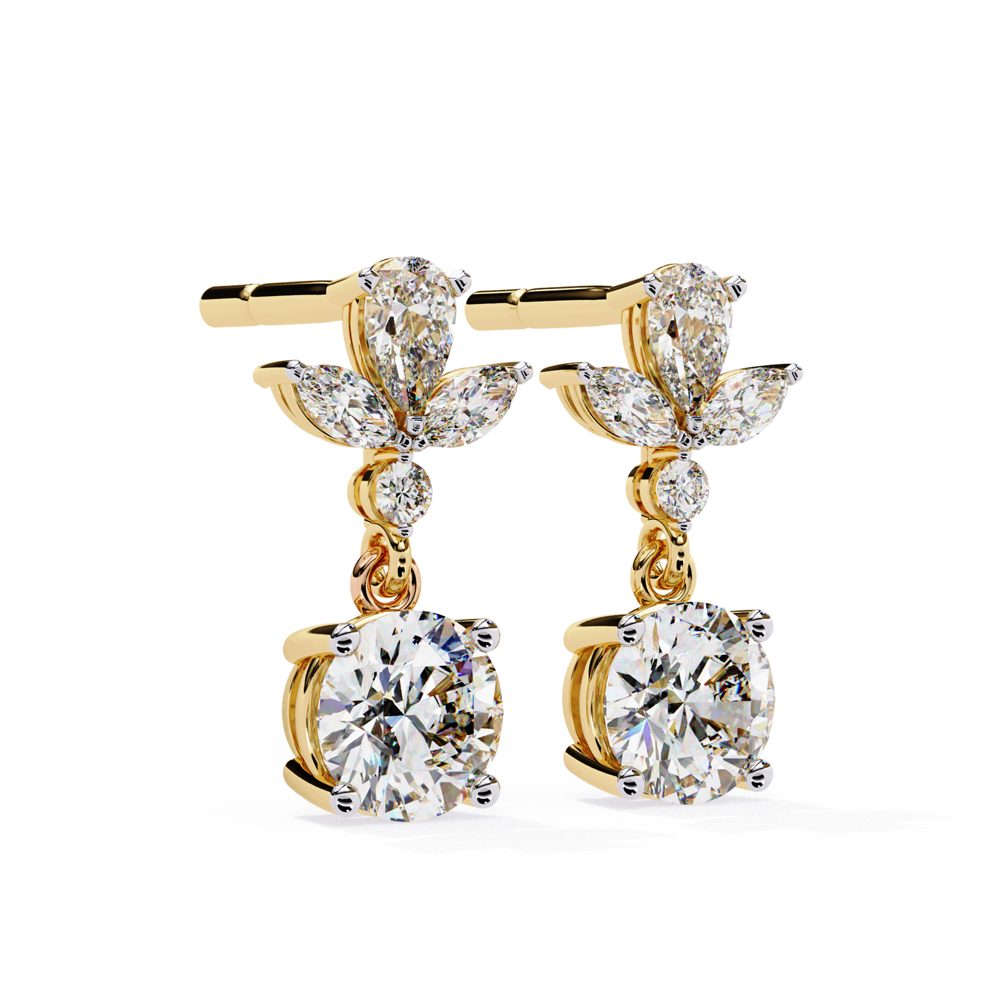 Round Brilliant Drop Earrings