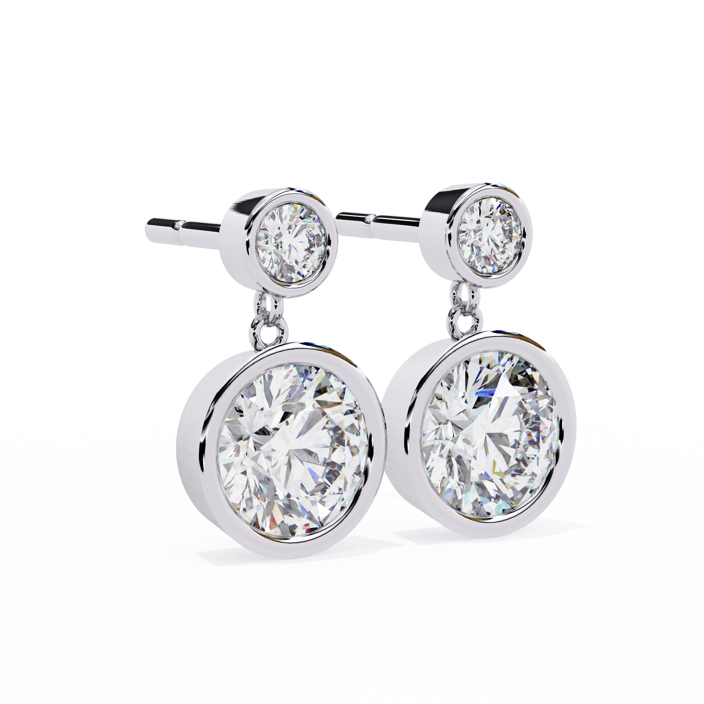 Diamond Bezel Drop Earrings