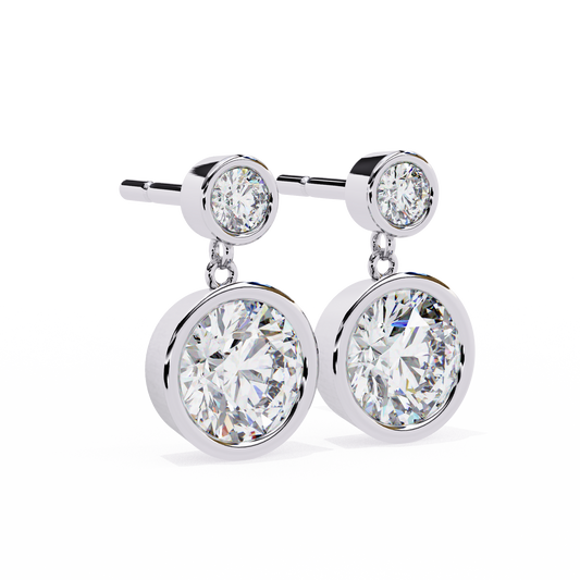 Diamond Bezel Drop Earrings