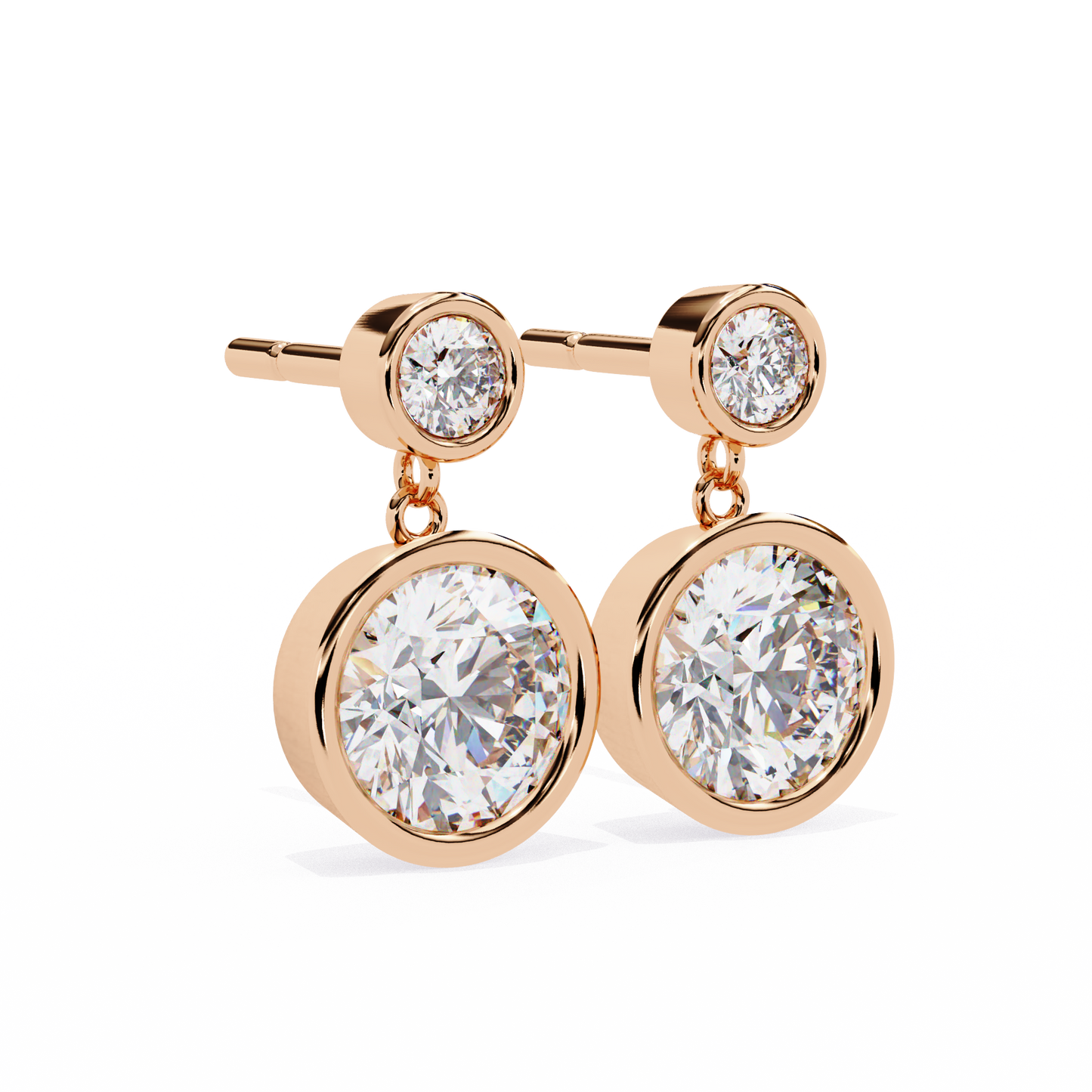 Diamond Bezel Drop Earrings