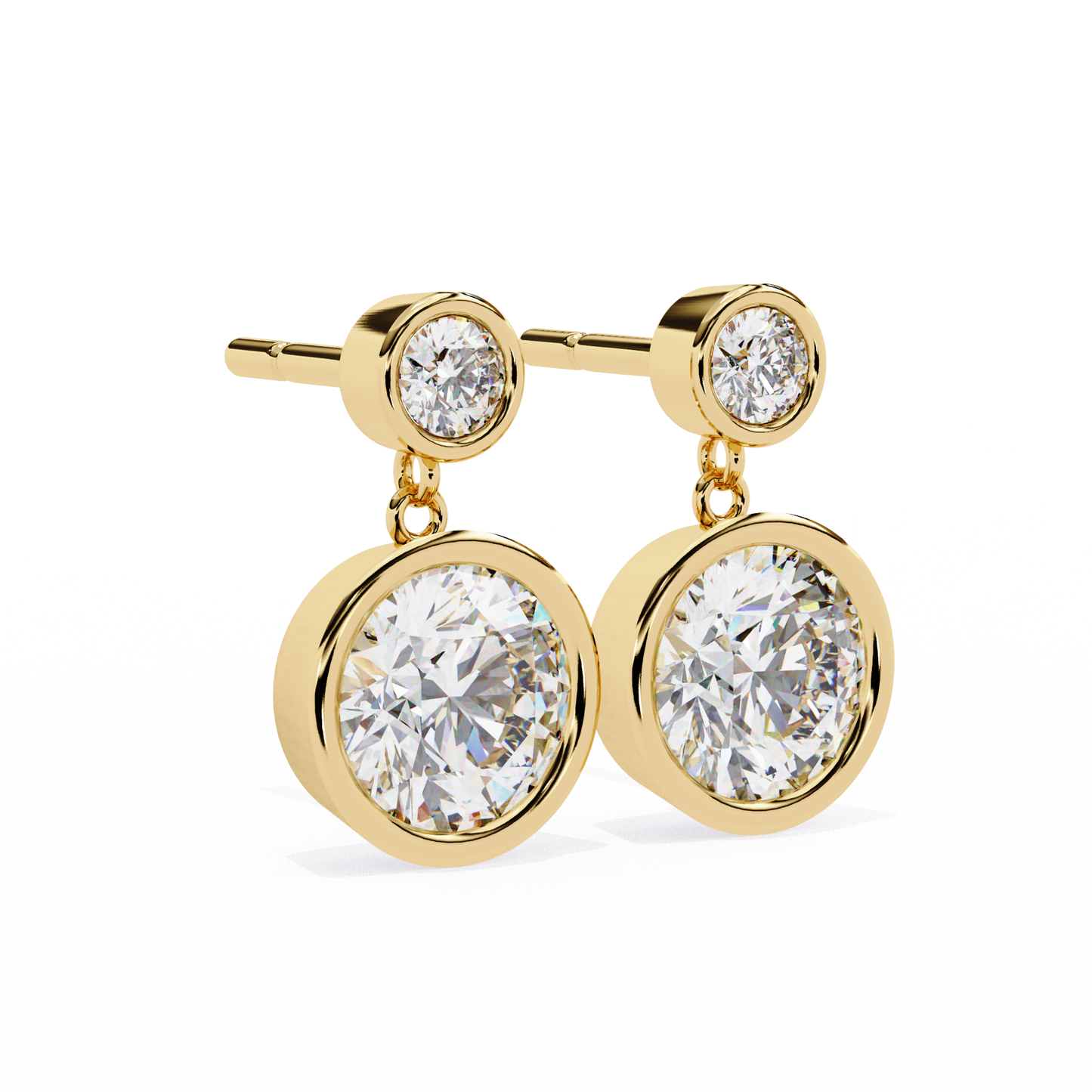 Diamond Bezel Drop Earrings