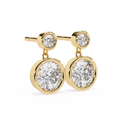 Diamond Bezel Drop Earrings