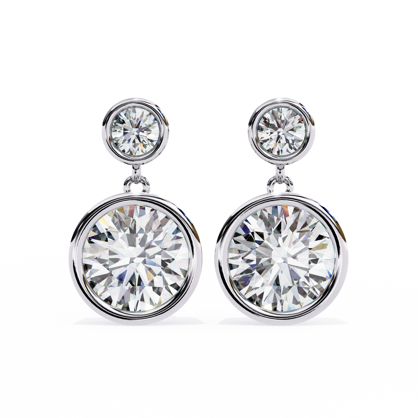 Diamond Bezel Drop Earrings