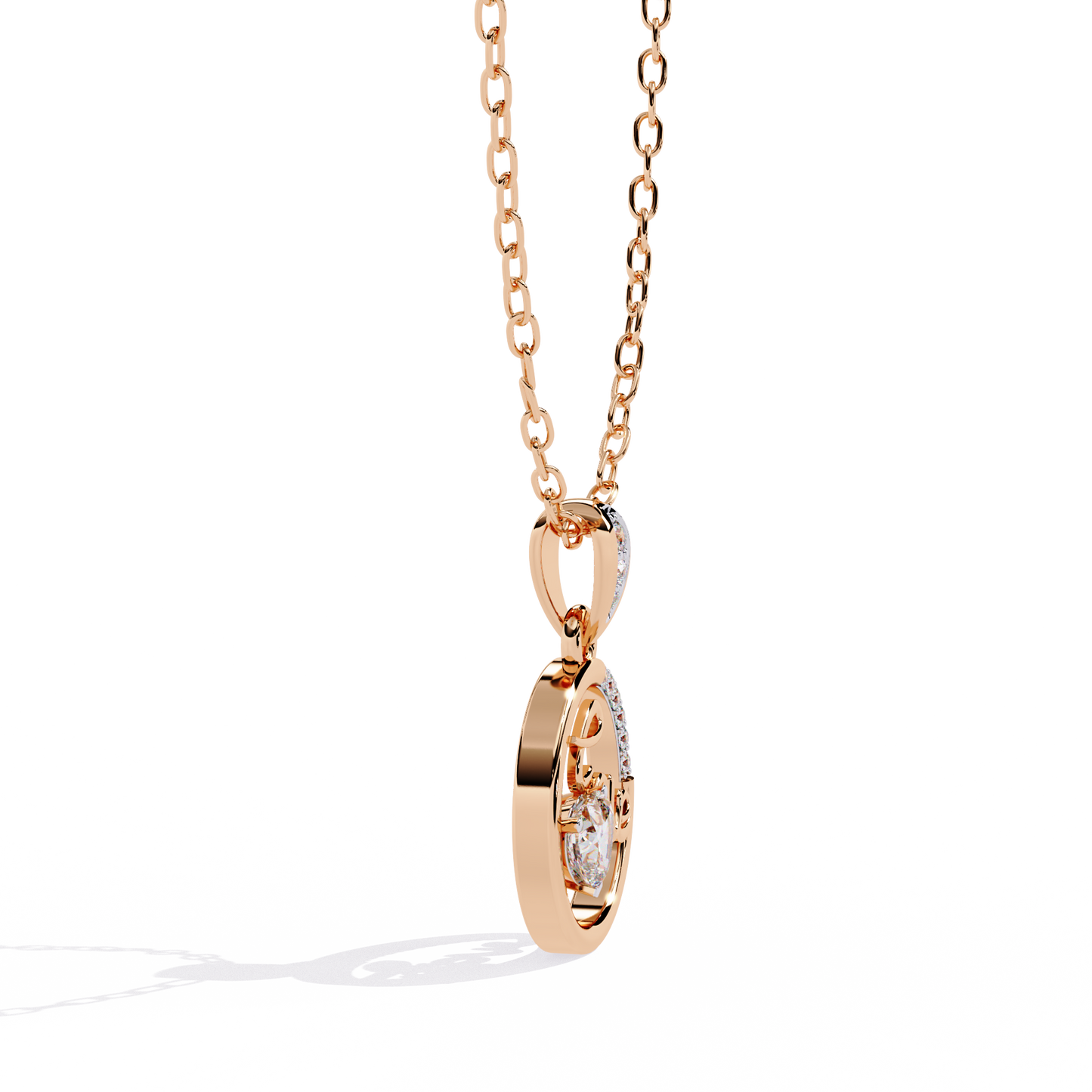 Love Diamond Circle Pendant Necklace