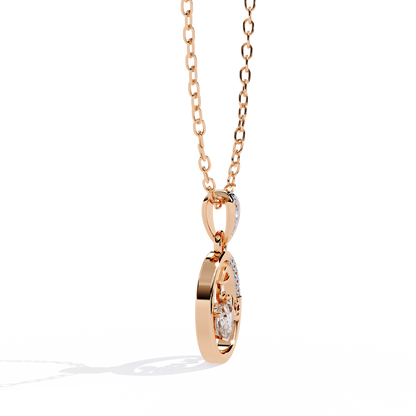 Love Diamond Circle Pendant Necklace