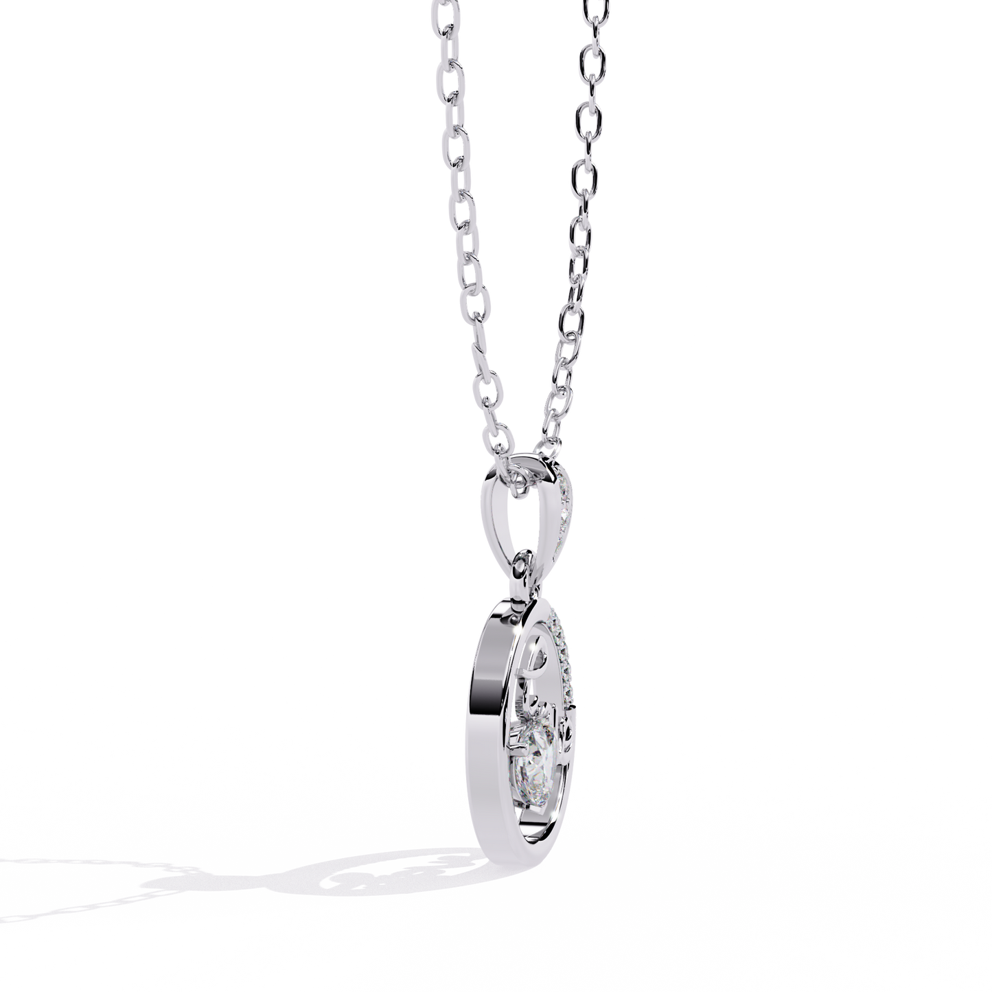 Love Diamond Circle Pendant Necklace