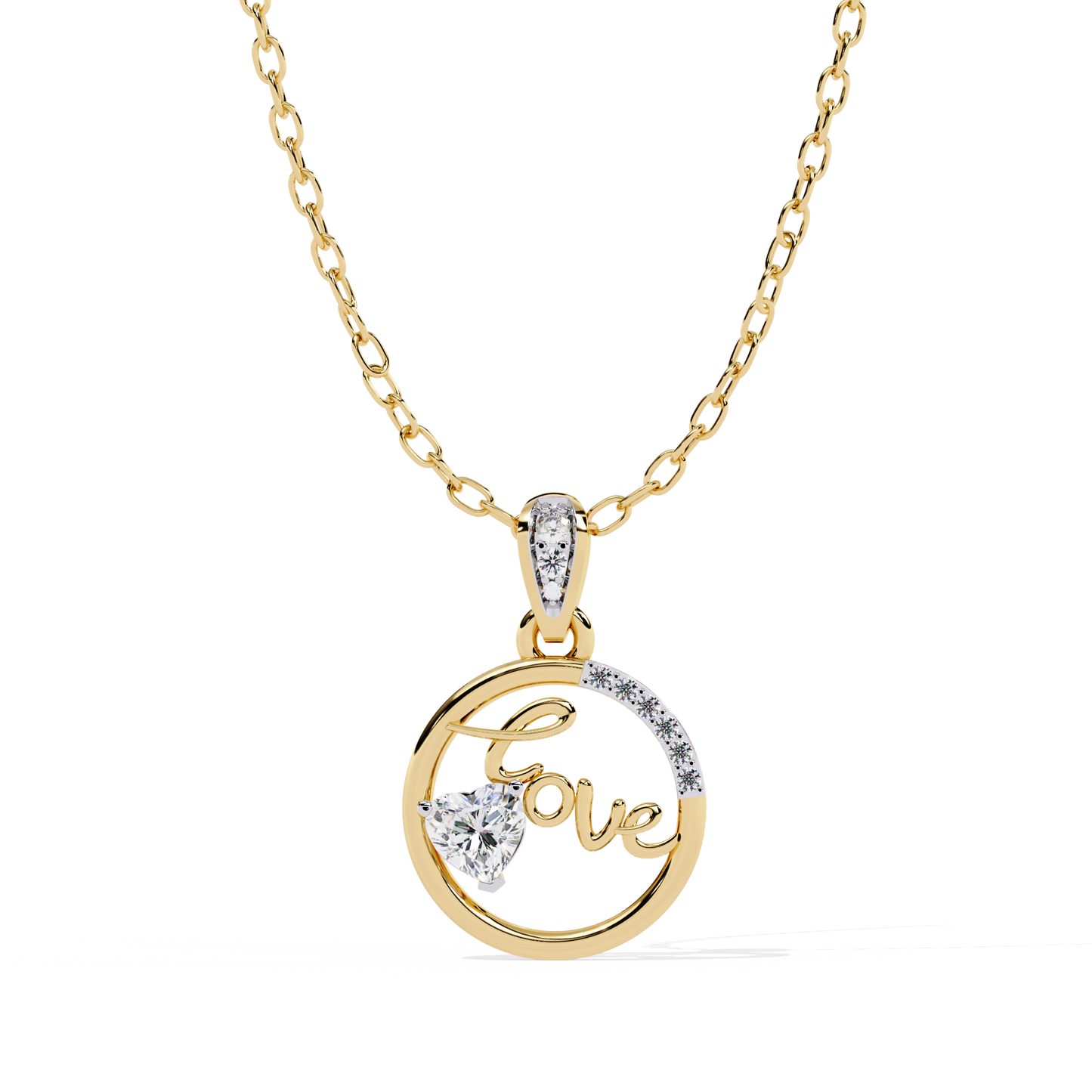 Love Diamond Circle Pendant Necklace