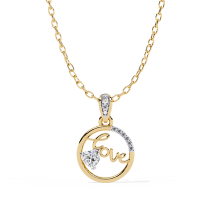 Love Diamond Circle Pendant Necklace