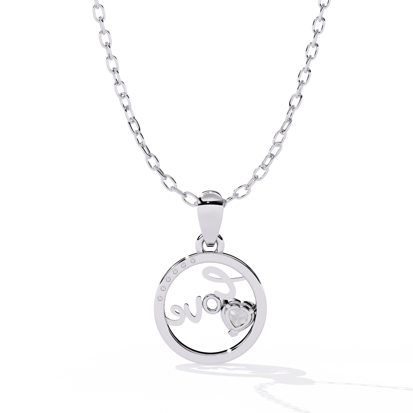 Love Diamond Circle Pendant Necklace