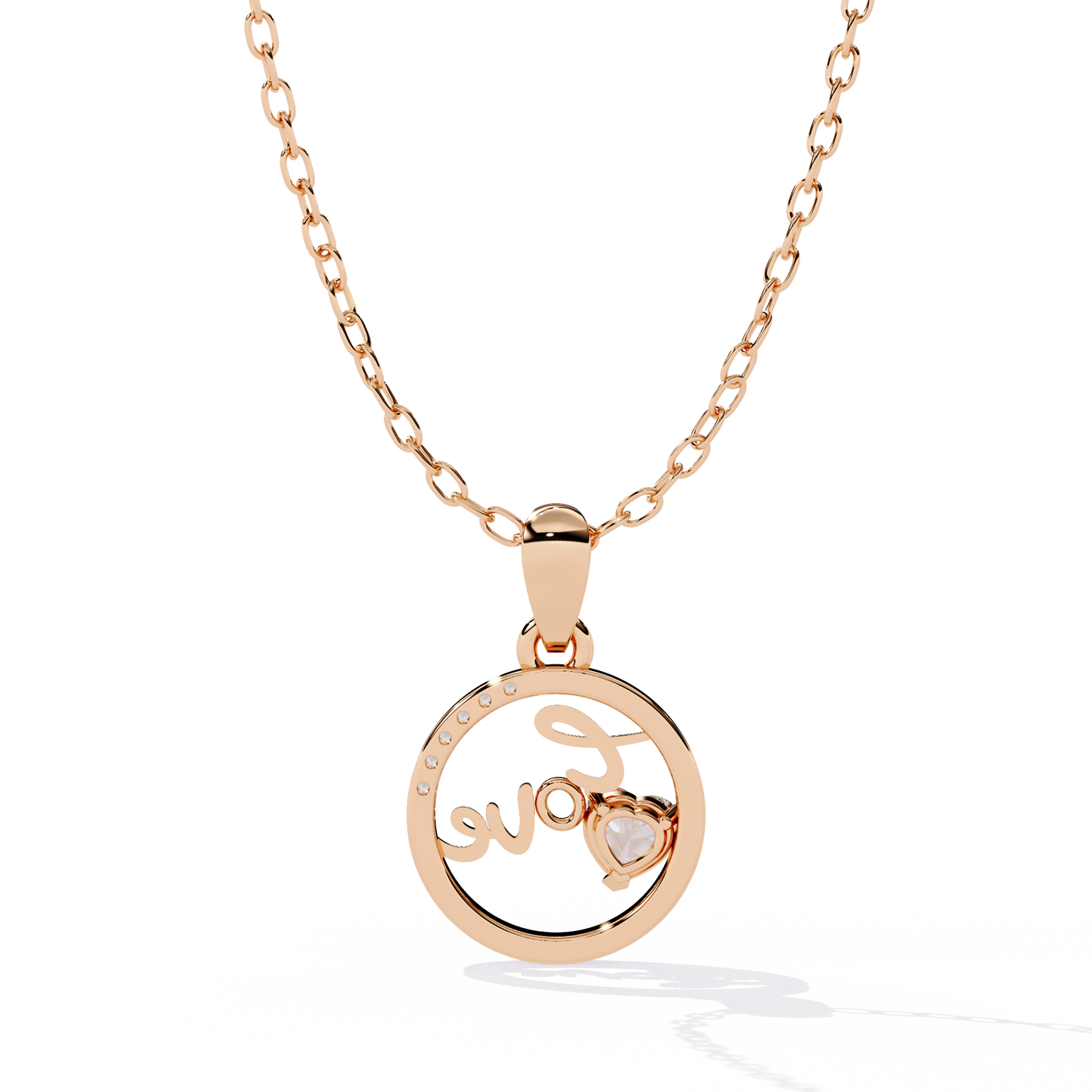 Love Diamond Circle Pendant Necklace