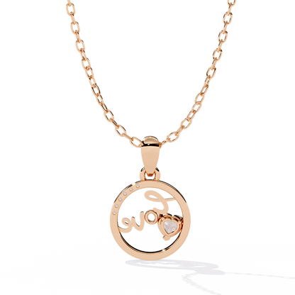 Love Diamond Circle Pendant Necklace