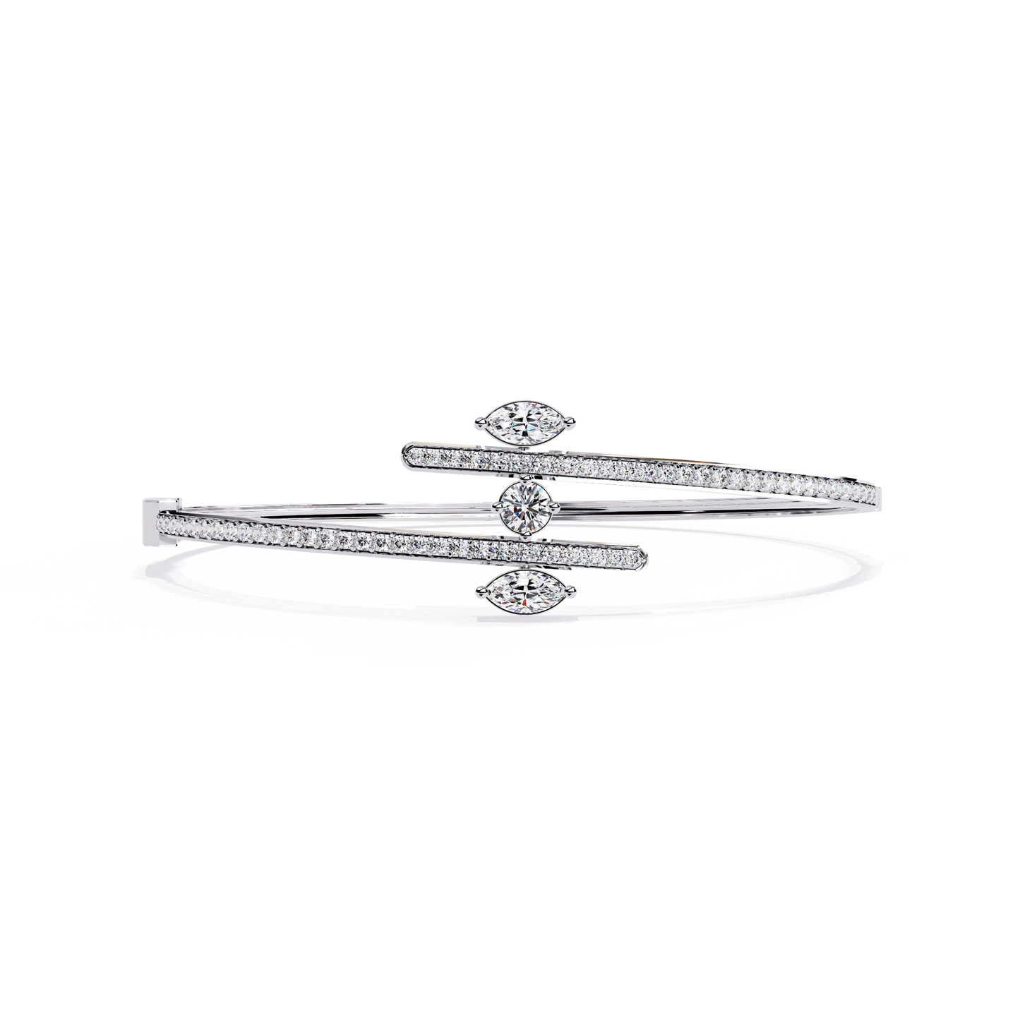 Sparkling Marquise & Round Diamond Bypass Bangle