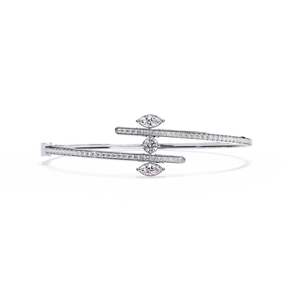 Sparkling Marquise & Round Diamond Bypass Bangle