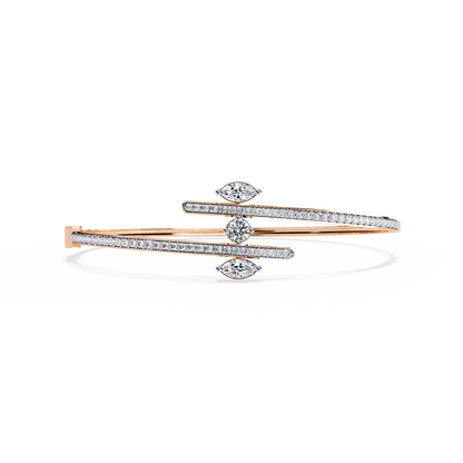 Sparkling Marquise & Round Diamond Bypass Bangle