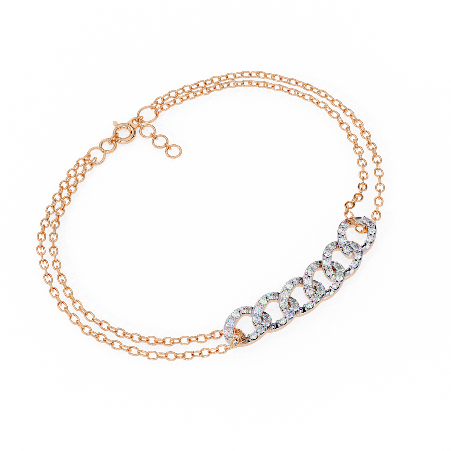 Double-Chain Diamond Curb Link Bracelet