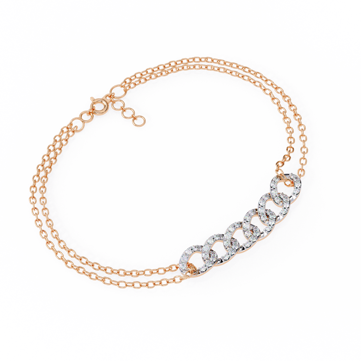 Double-Chain Diamond Curb Link Bracelet