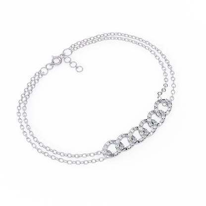 Double-Chain Diamond Curb Link Bracelet