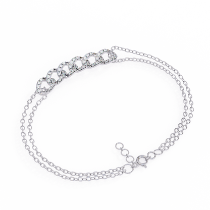 Double-Chain Diamond Curb Link Bracelet