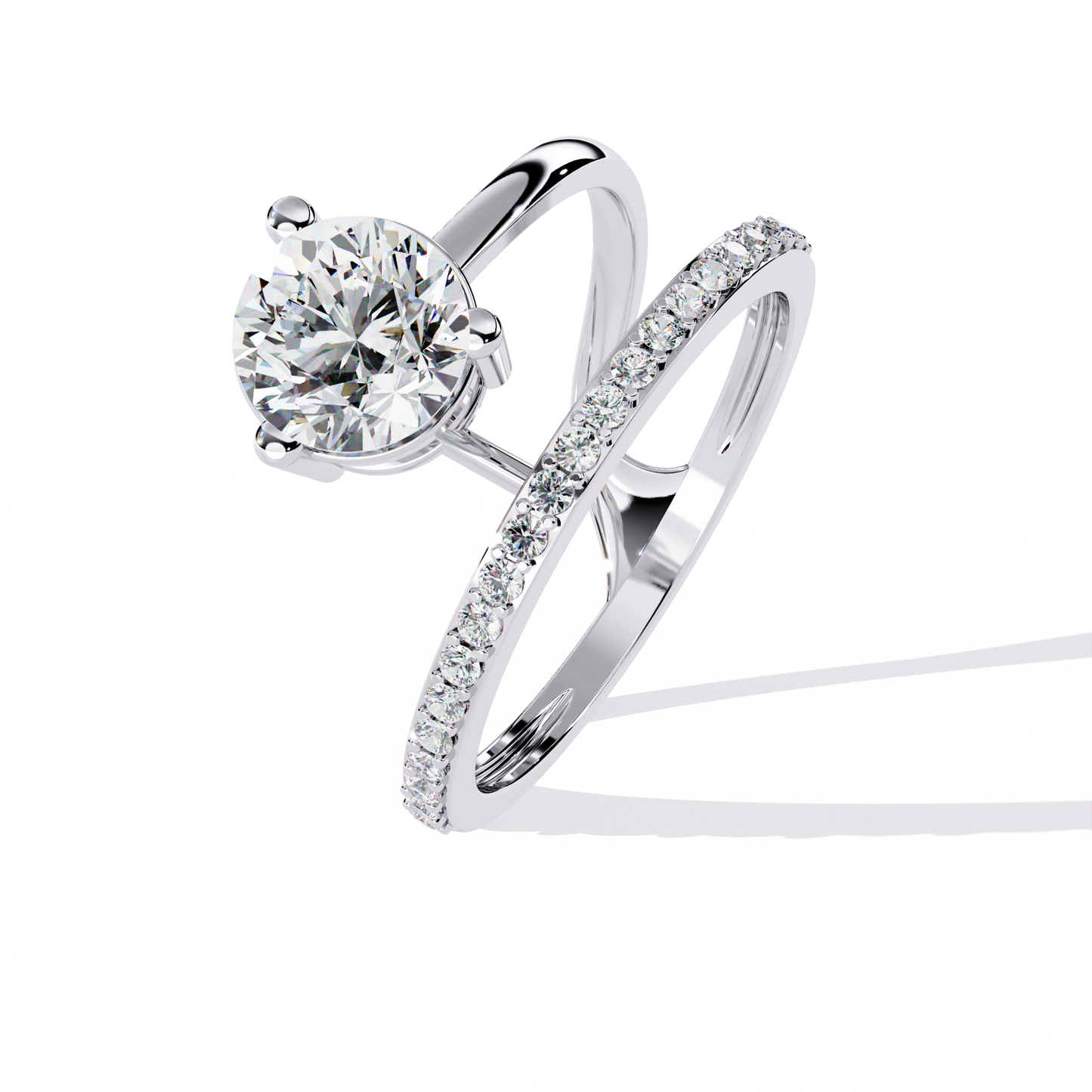 Elegant Round Cut Diamond Crossover Ring