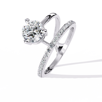 Elegant Round Cut Diamond Crossover Ring