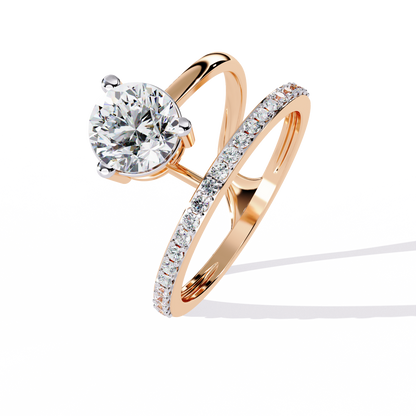 Elegant Round Cut Diamond Crossover Ring
