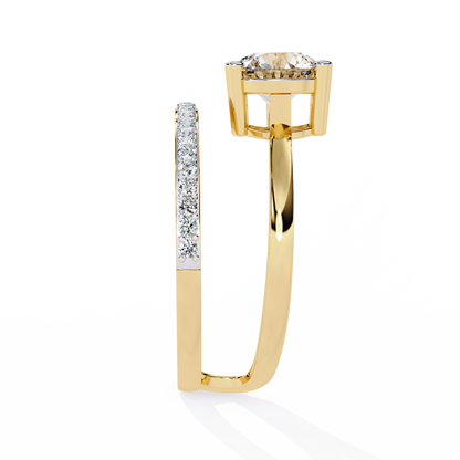 Elegant Round Cut Diamond Crossover Ring