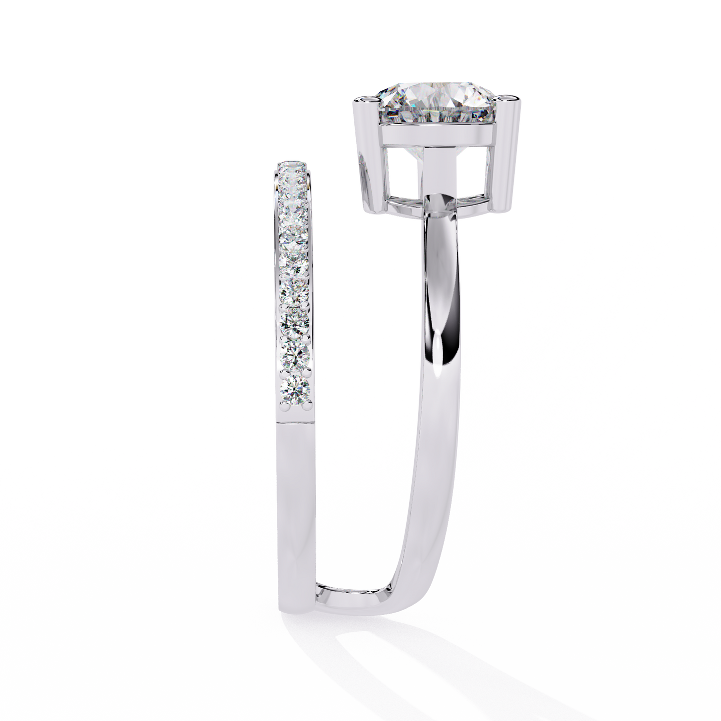 Elegant Round Cut Diamond Crossover Ring