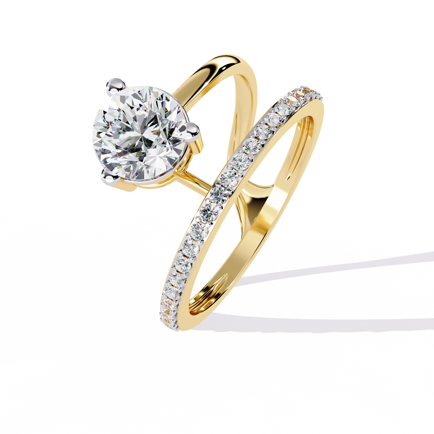 Elegant Round Cut Diamond Crossover Ring
