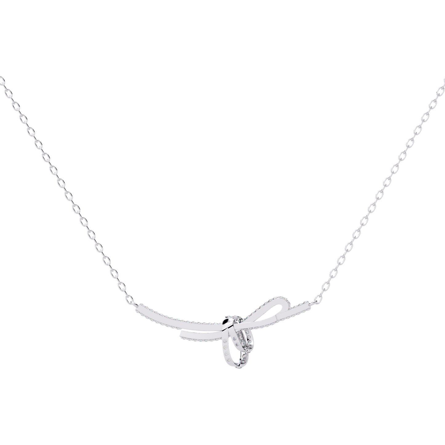 Ribbon Motif Diamond Necklace