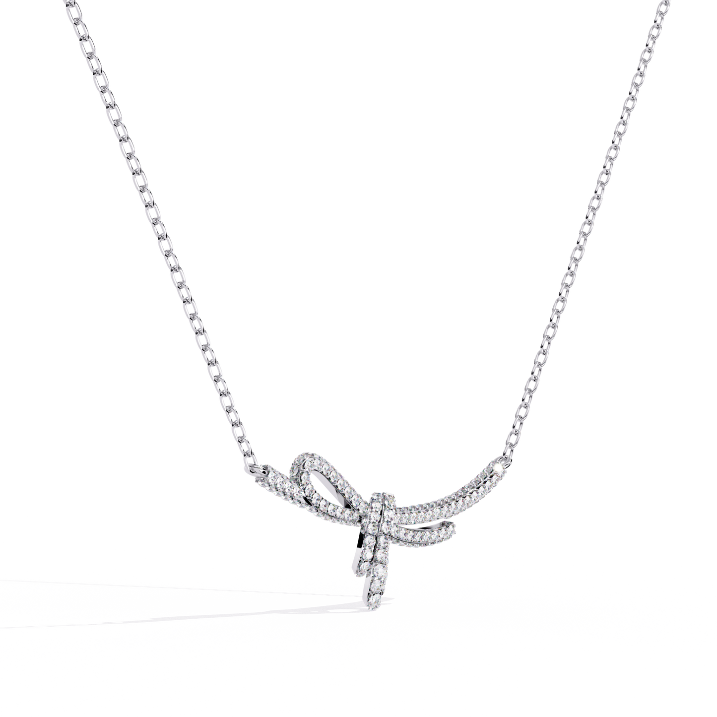 Ribbon Motif Diamond Necklace