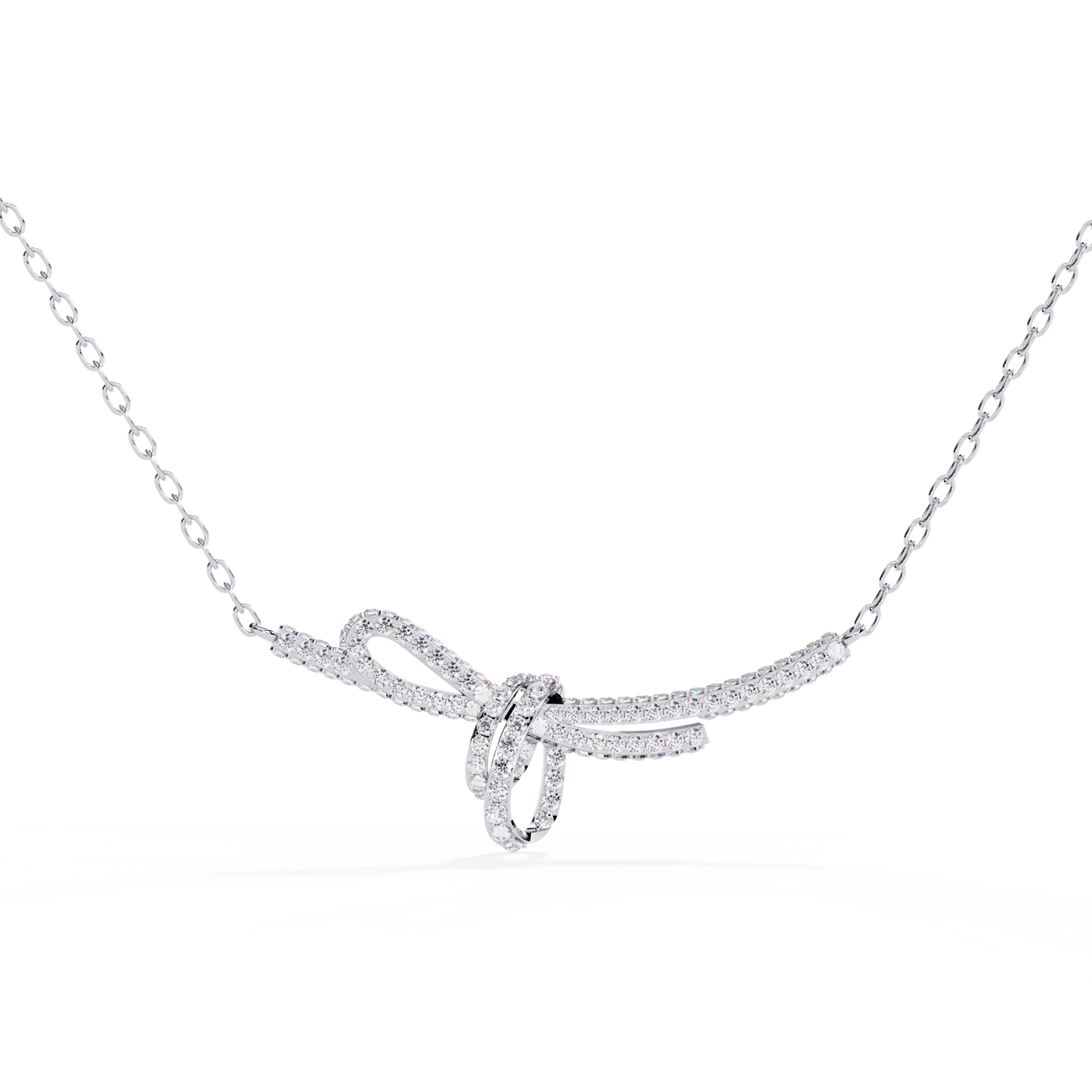 Ribbon Motif Diamond Necklace