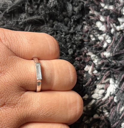 Minimalist Baguette Diamond Solitaire Ring