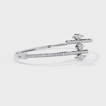 Sparkling Marquise & Round Diamond Bypass Bangle