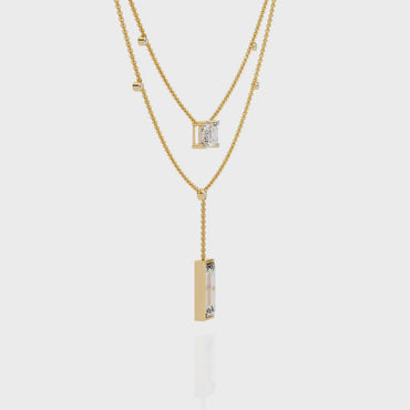 Layer Radiant & Baguette Drop Necklace