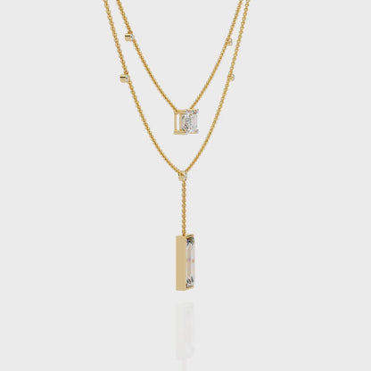 Layer Radiant & Baguette Drop Necklace