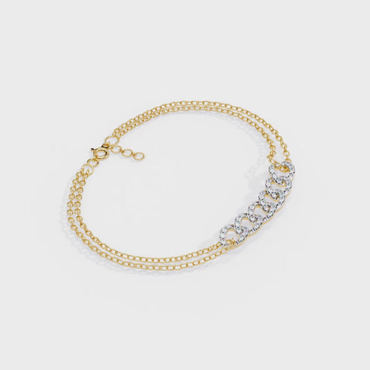 Double-Chain Diamond Curb Link Bracelet